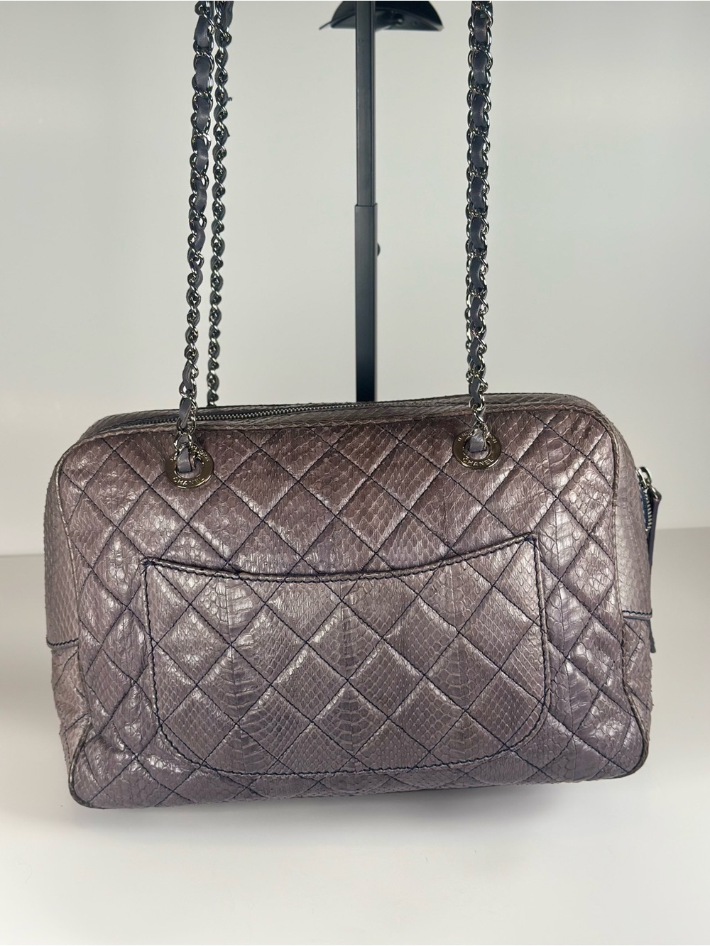 Authentic Python Chanel Metallic Large Shoulder Bag - Picture 9 of 16